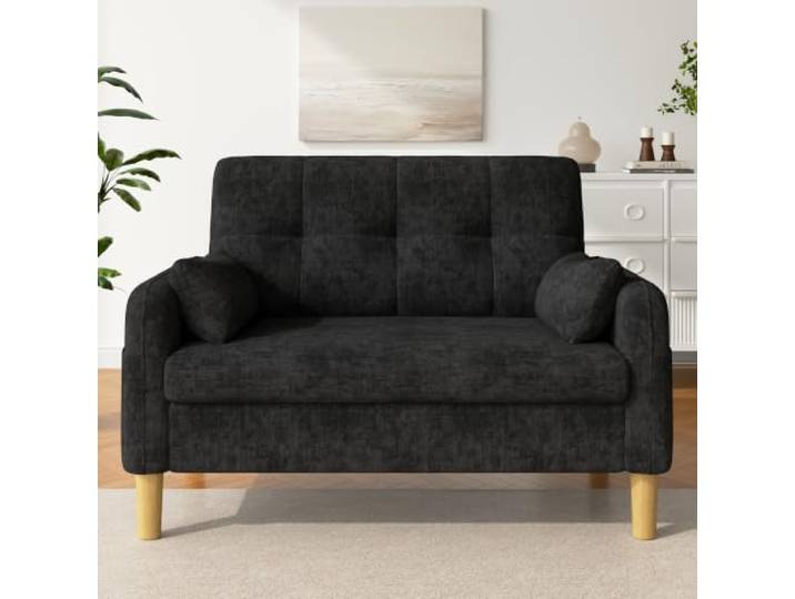 Merax Zweisitzer Sofa 119 cm, Chenille, mit 2 Kissen & Seitentasche, Grau Kompaktes 2-Sitzer Sofa mit weicher Polsterung, Taschenfederkern, hoher Rückenlehne, modernem Design für kleine Räume
