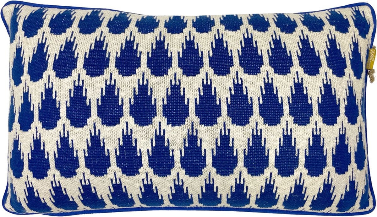 Malagoon Botanic mini gebreid kussen blauw