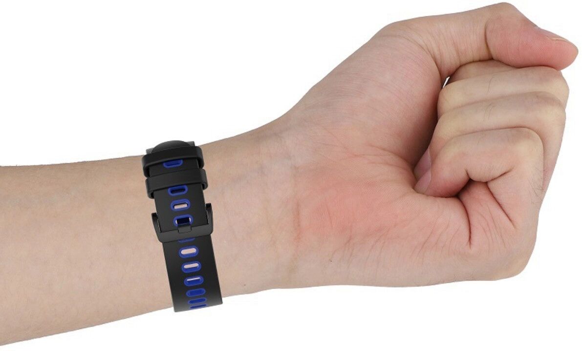 INF Silikon-Uhrenarmband kompatibel mit Garmin fenix 6S – Weiches hautfreundliches Silikon mit sicherer Dornschließe für Sport Schwarz + Blau