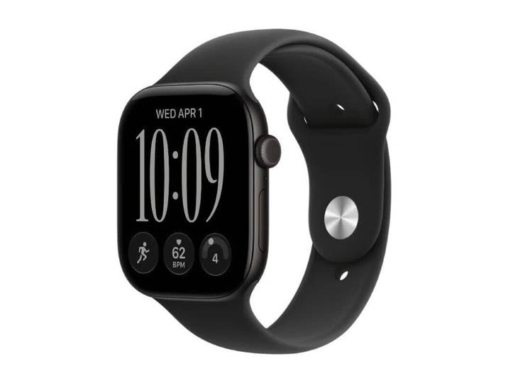 Apple Watch Series 12 GPS 46 mm Boîtier en Aluminium Noir avec Bracelet Sport Noir - M/L