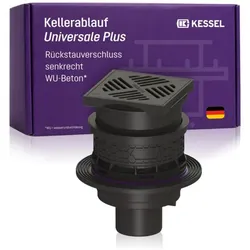 Kessel Kellerablauf Universale Plus 27631 Kunststoff, mit Stutzen, Ausführung senkrecht, Abdeckung schwarz