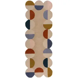 WOLLTEPPICH HALLEIN, mit Wellenmuster, Rost, 80 x 230 cm