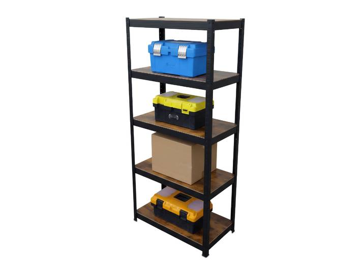 2 X Rayonnages Charges Lourdes 180x60x30 Cm\, 500 Kg\, 5 Niveaux\, Industriel\, Cave/garage/atelier\, À Emboîter\, Noir