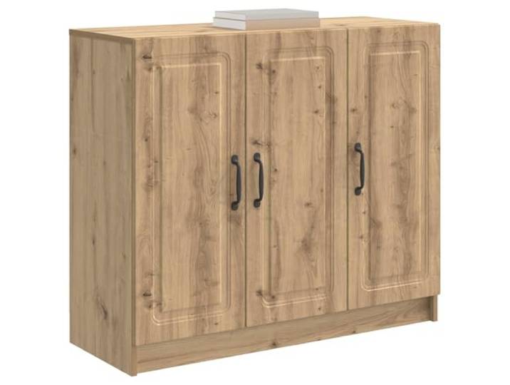 KTHLBRH Sideboard Eiche Handwerk 89 x 34,5 x 77 cm Technisches Holz, Griffe aus Metall, 3 Türen, 2 Einlegeböden, 60 kg Kapazität