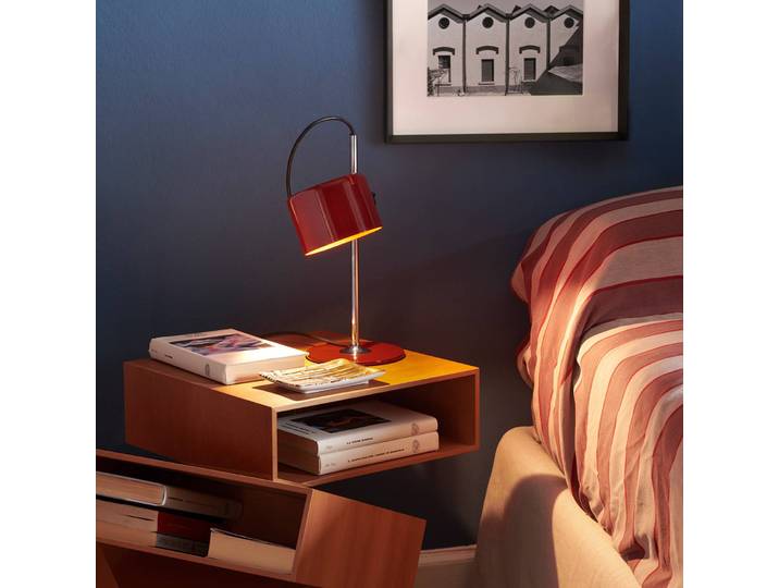 Oluce Schreibtischlampe Mini Coupè, rot, für Wohn- / Esszimmer, Aluminium, Design, Tischlampe