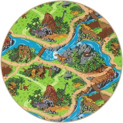 Pergamon, Spielteppich + Spielmatte, Kinder Spiel Strassen Teppich Dino Welt Rund