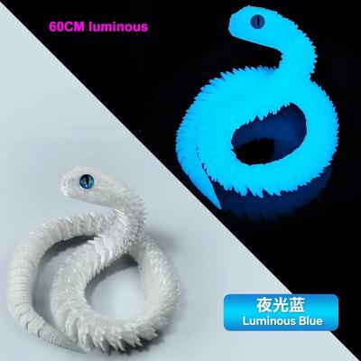 Uplift Picks Luminous 3D Printed Articulated Snake Toy For Flexible Fun Desktop Display luminous Blue (60 Cm)