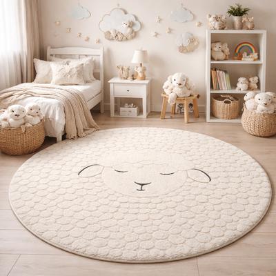 Teppich THE CARPET "Elisa Kids", beige (creme), H:12mm Ø:120cm, Polypropylen, Teppiche, Teppich, Kids Kinderzimmer Teppich strapazierfähig und pflegleicht