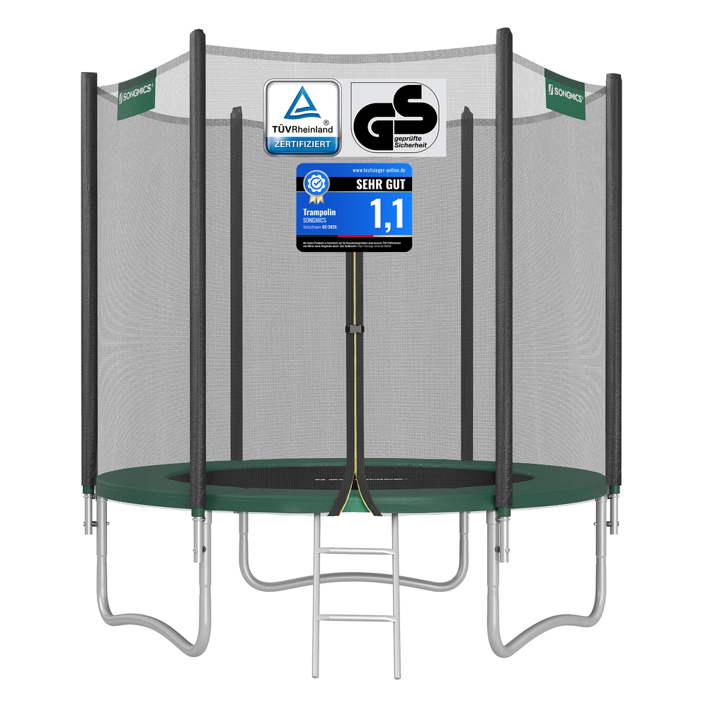 SONGMICS Trampolin Ø 183 cm mit Netz für Garten dunkelgrün STR061C01