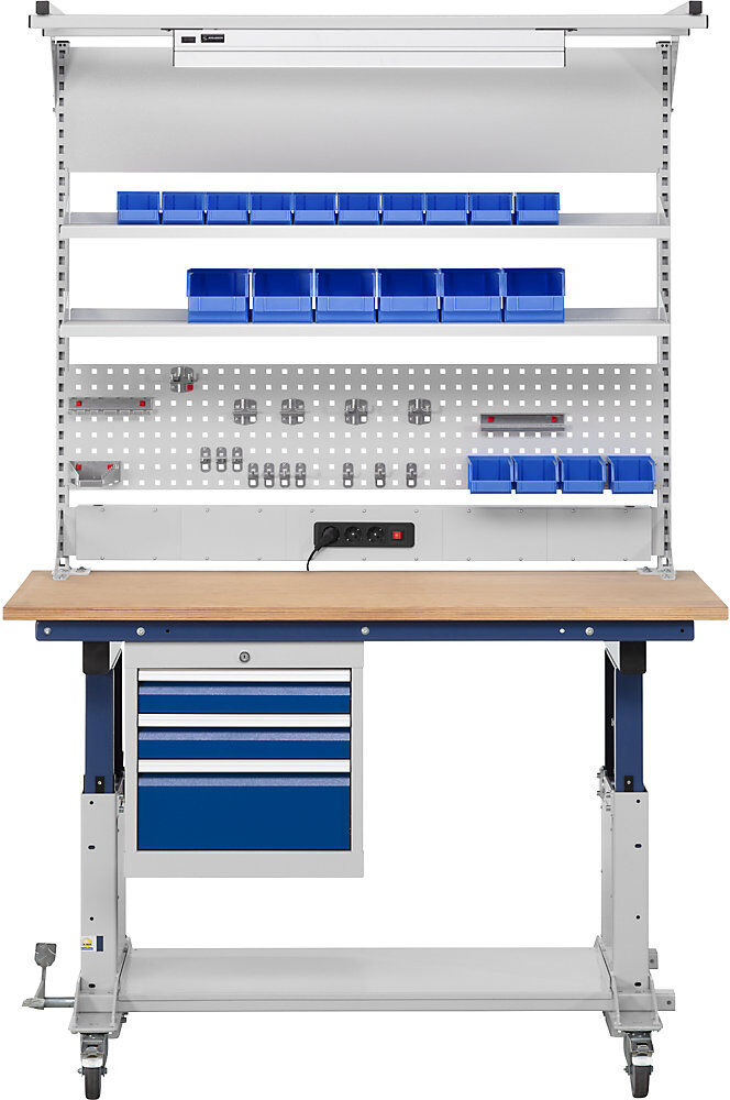 kaiserkraft Hub-Arbeitstisch Supporter mit Multiwandaufbau, Buche-Multiplexplatte, BxT 1600 x 790 mm