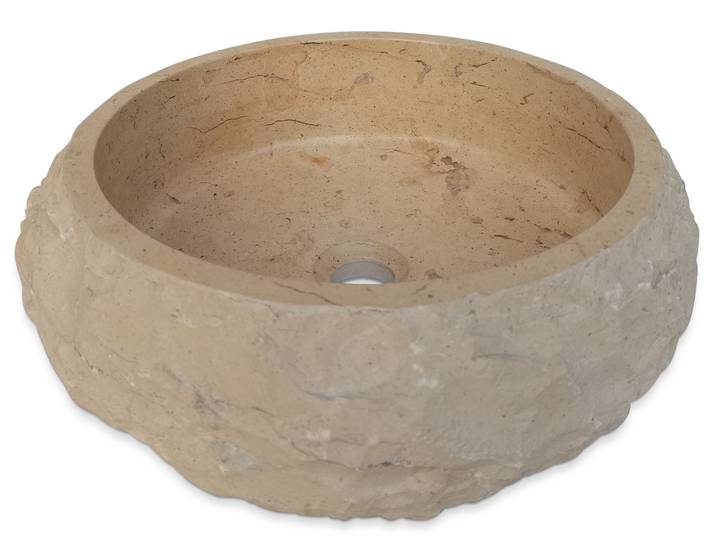 CALERO Aufsatzwaschbecken, Naturstein, rund, Marmor beige