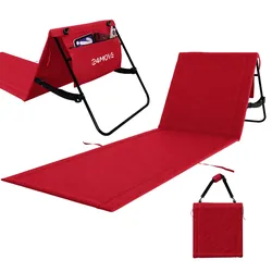 24MOVE® Strandmatte 1er Set klappbar mit Rückenlehne, Strandliege mit Gurt, tragbar für Strand und Garten, Liegematte rot