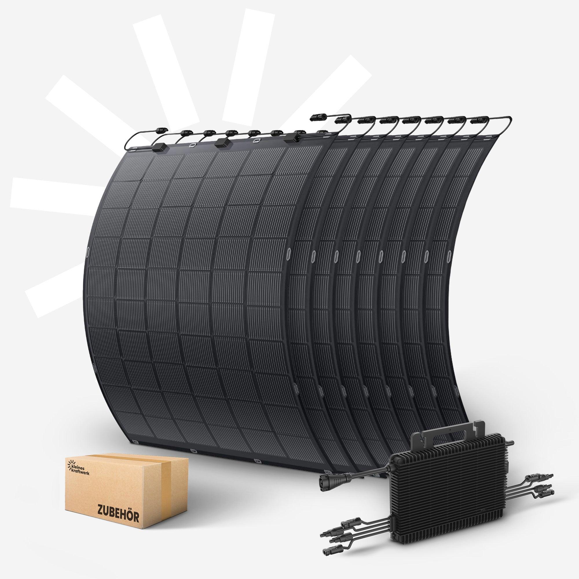 Kleines Kraftwerk Flexibles Balkonkraftwerk 1800Wp - 0% MwSt - Flexible Solarmodule 8×225W Set inkl. Wechselrichter & 5m Anschlusskabel