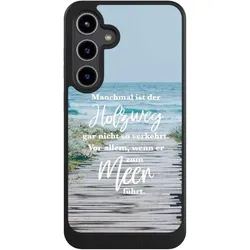 Nivocase Hülle für Samsung Galaxy S24+ Handyhülle NIVOcore Case Schwarz Statement Strand Spruch (Samsung Galaxy S24+), Smartphone Hülle, Schwarz