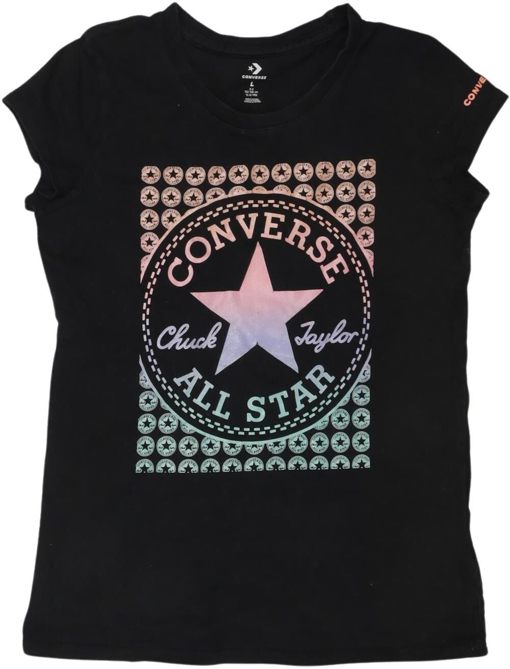 Converse Mädchen T-Shirt, Schwarz, Gr. L, Baumwolle - Second Hand