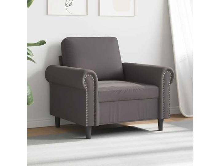 KTHLBRH Grauer Sessel 60 cm aus Kunstleder Robuster Metallrahmen, komfortabler Schaumstoff, 110 kg Tragfähigkeit, modernes Design für Wohnzimmer