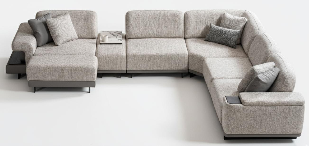 JVmoebel Hoekbank U-vorm Modern Design Grijs
