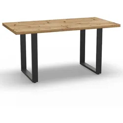 BIG Möbel GmbH Gastro Esstisch 160x90 cm | Eiche Artisan | U-Gestell Stahl