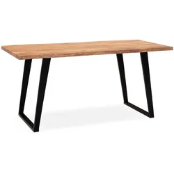 Schreibtisch Massivholz Baumkante U-Gestell Handarbeit ATOLL, Goldbraun-Schwarz 120x60x76 cm