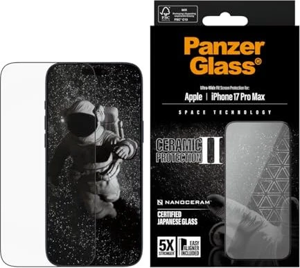 PanzerGlass Ceramic II Apple iPhone 17 Pro Max mit Einbaurahmen