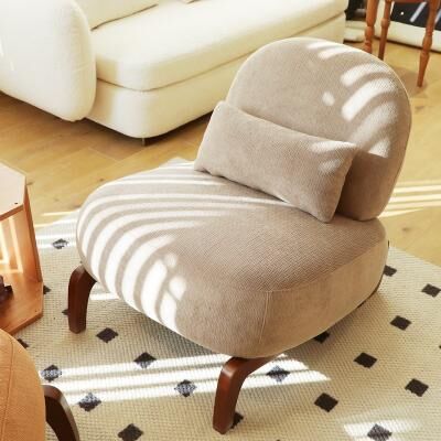 Elegant Velvet Armless Accent Chair - Modern Solid Wood Legs, Versatile Seating for Any Space