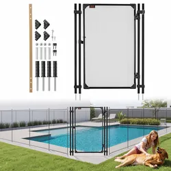 VEVOR Poolzaun Tor 1,2x0,75 m, Tür für Poolschutzzaun Kinderschutzzaun, Sicherheitstor-Set mit Metallriegel, 352 g/m2 Teslin-PVC-Gewebe, Vierkantrohr, Abschließbar, für Schwimmbecken, Schwarz