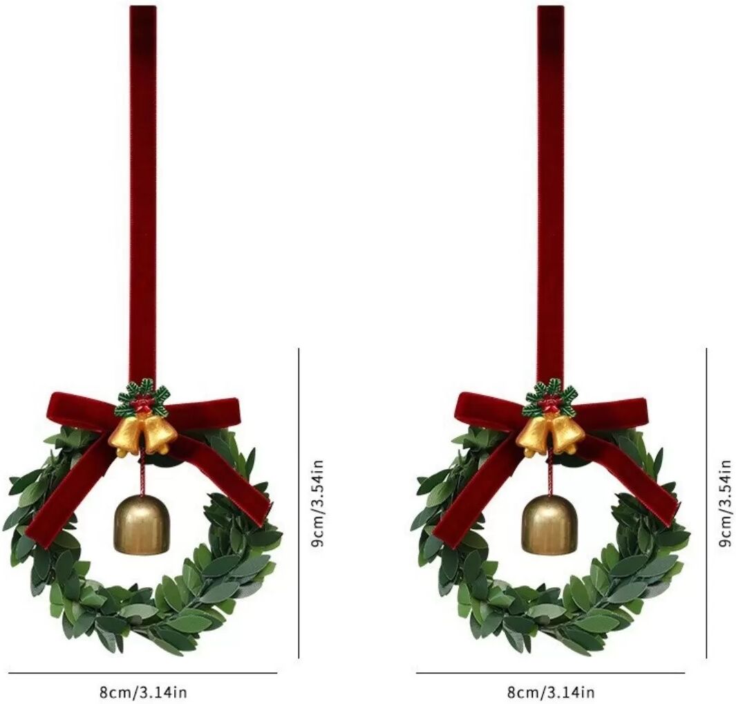 INF 2er Set Grüne Blätter Weihnachtsbaumglocken - Festlicher Schmuck für die Weihnachtsdekoration