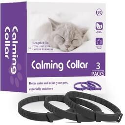 Inspired Living CalmPaws 3 Pack Cat Calming Pheromone Collars 60 Day Anxiety Relief For Cats black