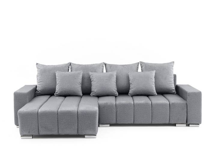 Muffo Ecksofa PIANO, elegante vertikale Nähte, Bettzeugablage, Schlaffunktion 234x137, Lose Rückenkissen