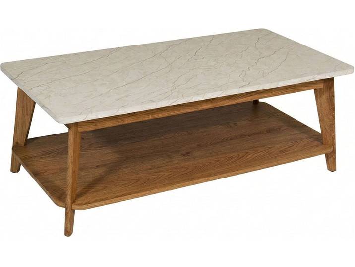 Couchtisch JAHNKE SIXTY COFFEE , braun (montana eiche, marmor weiß, montana eiche, marmor weiß), B:110cm H:40,3cm T:55cm, Tische, Couchtisch, Couchtisch, 2 Ebenen, Skandi, Eiche-Optik & Marmor-Look, Breite:110 cm