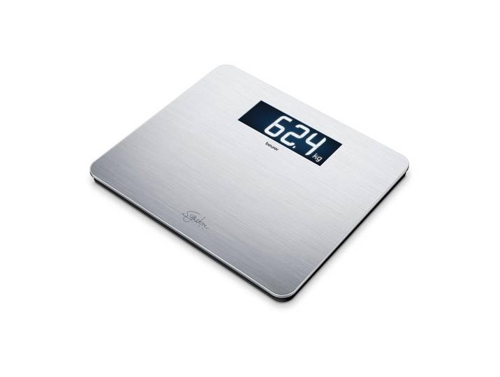 Beurer Personenwaage, Edelstahlfarben, Metall, 34.9x4.1x40.8 cm, LCD-Display, automatisches Ein-/Ausschalten, hohe Tragkraft, Badaccessoires, Personenwaagen
