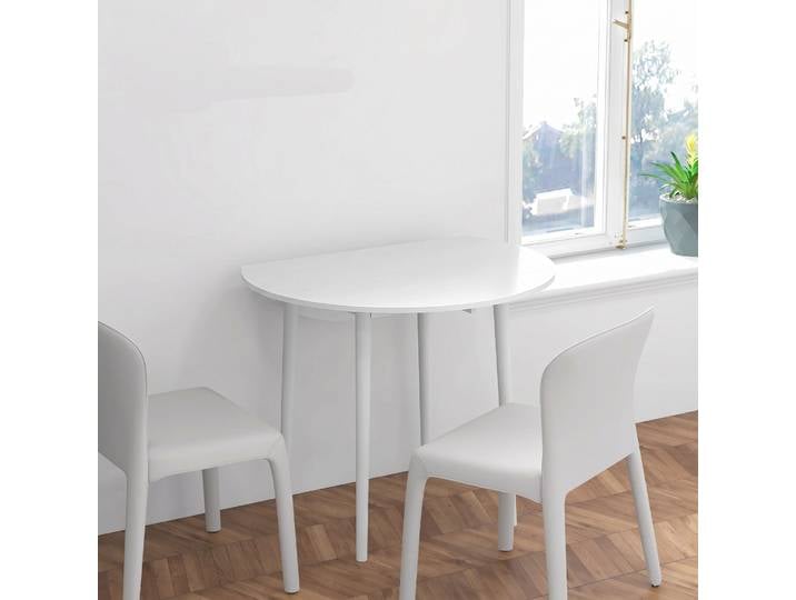 HOMCOM Table Ronde Pliante Extensible Bois Blanc Ø89cm