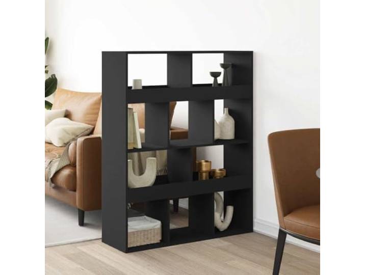 LPERTGFHU Raumteiler 100x33x125,5 cm Regal, Schwarz Holzwerkstoff 10 Fächer, Dekorativ & Praktisch, Wohnzimmer & Büro, Einfache Reinigung
