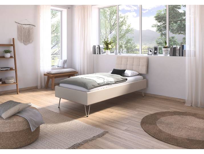 Cadre de lit Mavi - velours 90 x 200cm Velours côtelé Beige/Cachemire