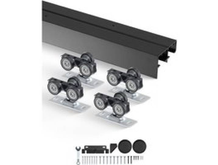 VEVOR Kit quincaillerie pour porte coulissante 1219 mm, kit rail pour porte de placard coulissante robuste en alliage d'alu avec poignées à doigts, pour système 2 portes, pour épaisseur porte 35-45 mm
