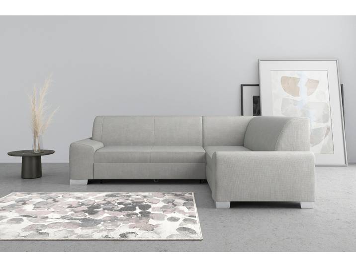 Ecksofa, 259x191 cm, Chenille, Hellgrau, Mit Bettfunktion, Modern, Domo-Collection