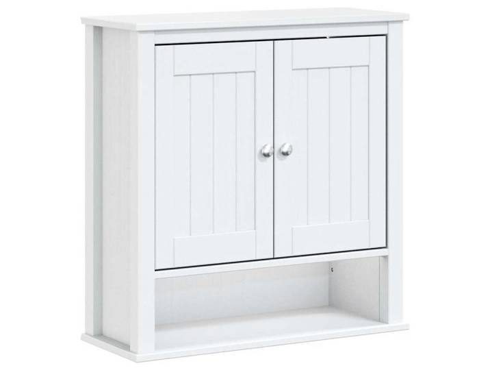 vidaXL Badezimmer-Set Bad-Wandschrank BERG Weiß 69,5x27x71,5 cm Massivholz, (1-St)