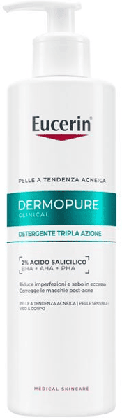 Eucerin Dermopure Clinical Detergente Tripla Azione 400 ml Acido Salicilico Per Acne e Imperfezioni
