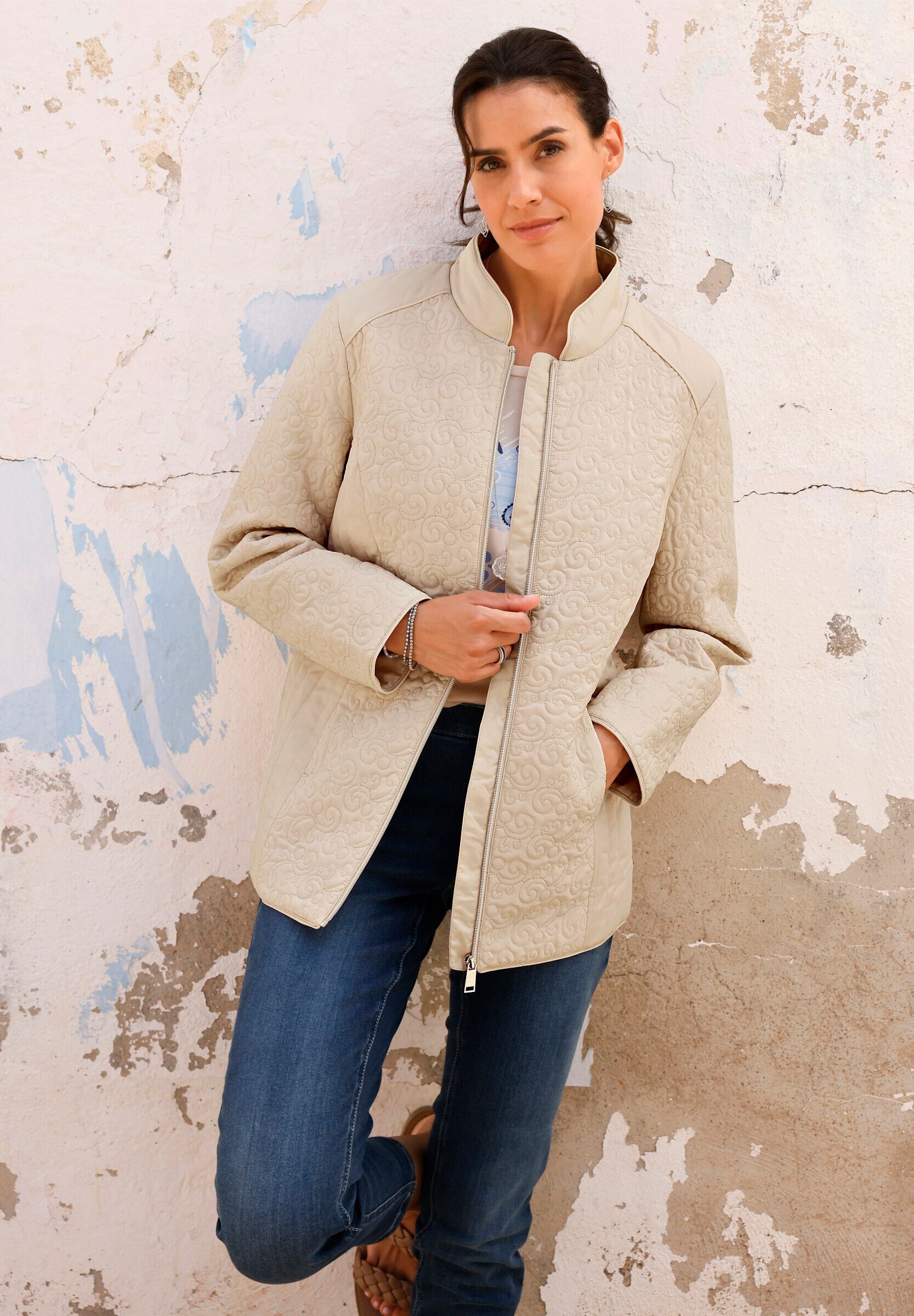 Steppjacke WITT "Steppjacke Steppjacke", Damen, Gr. 21, beige (elfenbein), Modisch, Jacken Steppjacke