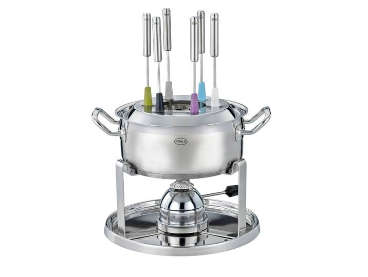 Fondue RÖSLE Fondue-Set mit Gasbrenner , silber (silberfarben), B:39cm H:15cm T:27,5cm, Fondues, Fondue, für 6 Personen