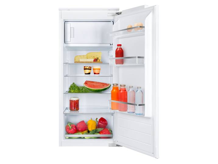 AMICA Einbaukühlschrank EKSX 362 241 , Energieeffizienz: D, silber (weiß), Rechtsanschlag, wechselbar, Kühlschränke, Einbaukühlschrank mit leiser Kühlung, LED‑Sicht und Eisbehälter, Einbaukühlschrank