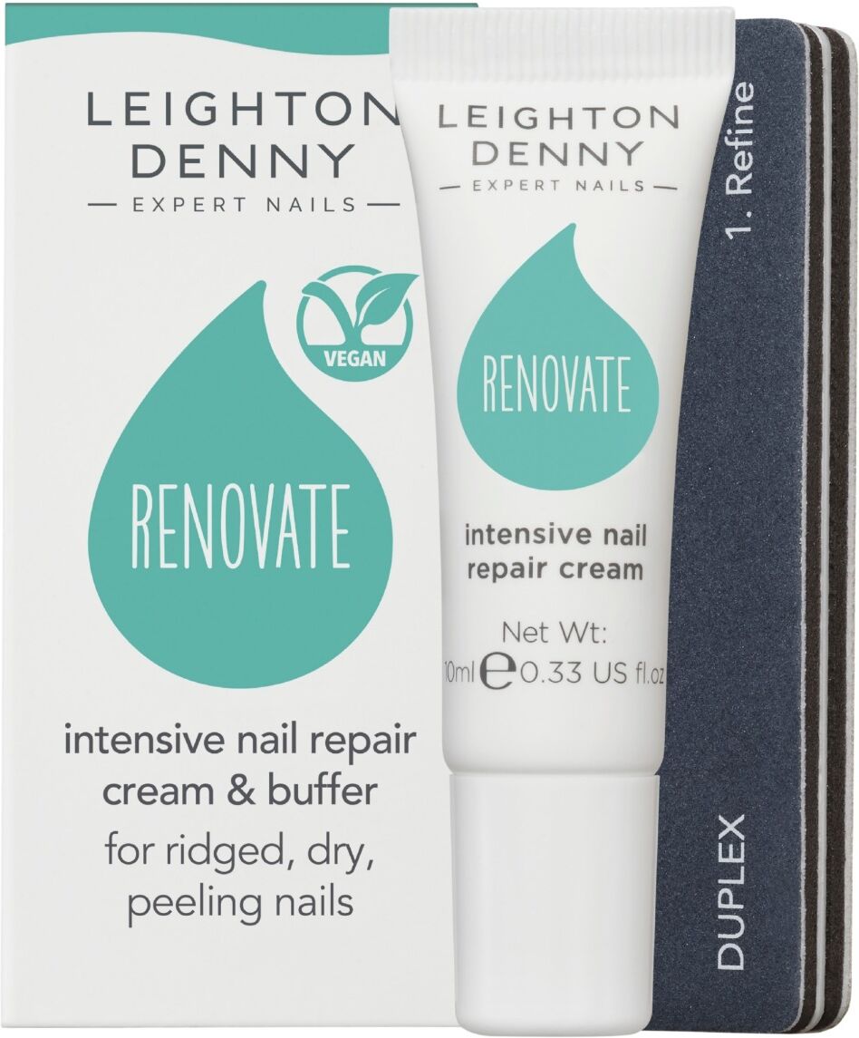 Leighton Denny Renovate Nail Repair Cream 10ml & Buffer For Ridged, Fl