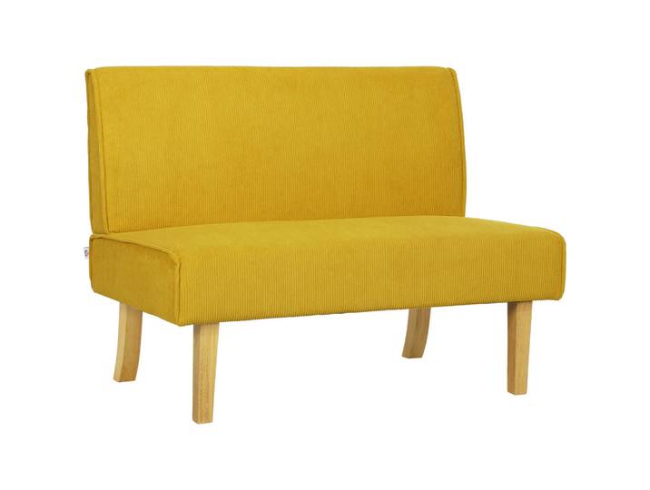 Homcom 2-Sitzer-Sofa, Cord-Optik, 110 x 62 x 85 cm, Gelb, 62x85x110 cm, Wohnzimmer, Sofas & Couches, Sofas, 2-Sitzer Sofas