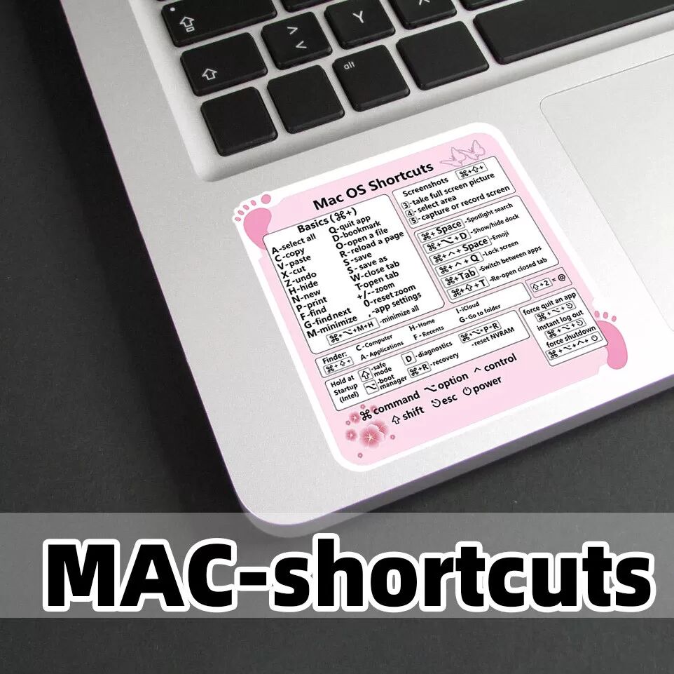 INF Autocollant pour raccourcis clavier Mac Blanc