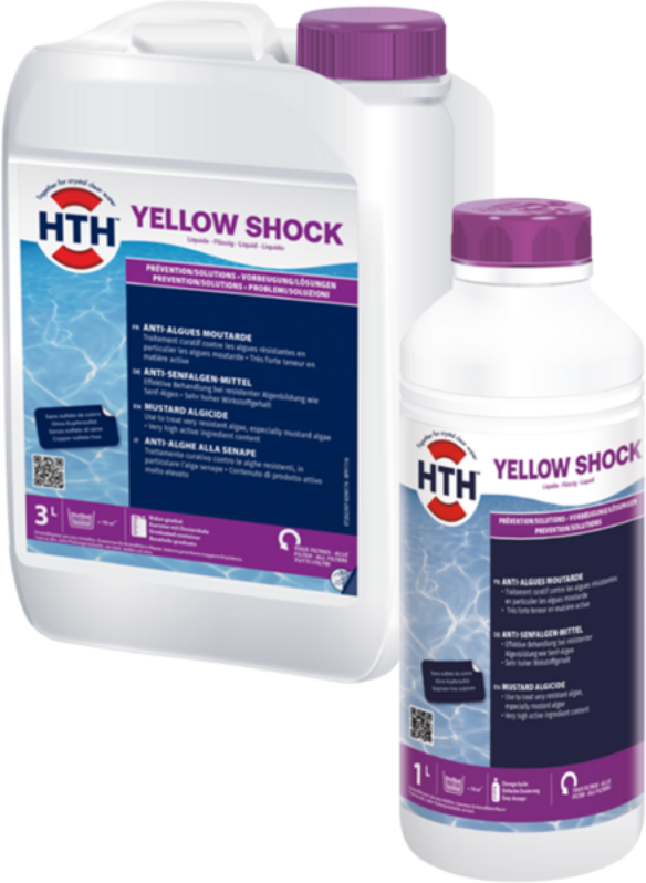 Anti-algues piscine spécial moutarde hth YELLOW Shock liquide