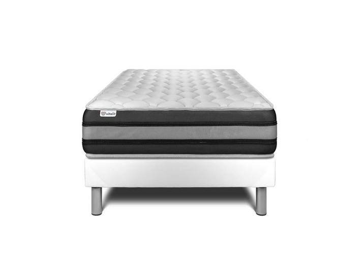Ensemble Matelas Sommier 120x190 cm - Sommier Blanc (en kit) - Vitalspring Zen Blanc