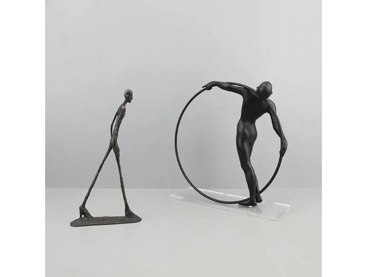 Statue de personnages acrobatiques en fonte métallique, décoration de bureau, sculptures de figures gracieuses, œuvre d'art abstraite, artisanat, ornements