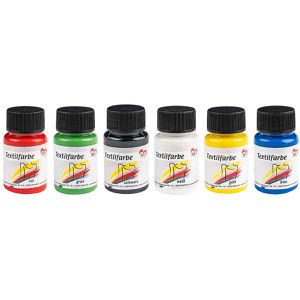 Ideen-mit-Herz Stoffmalfarben 011478 Textilfarben, für helle & dunkle Stoffe, waschbeständig, 6x 30ml