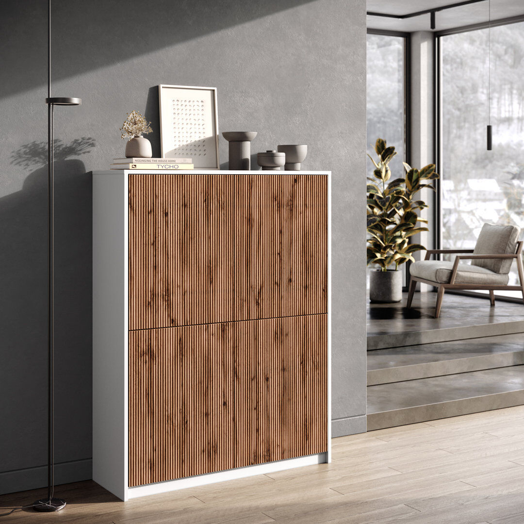 Brayden Studio Bokamp 292.1cm Sideboard White/Brown 381cm H X 292.1cm W X 96.52cm D