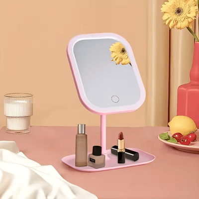 Multisell Products Hub LED Makeup Mirror With 3 Adjustable Lights, Perfect Vanity Mirror For Flawless Makeup pink